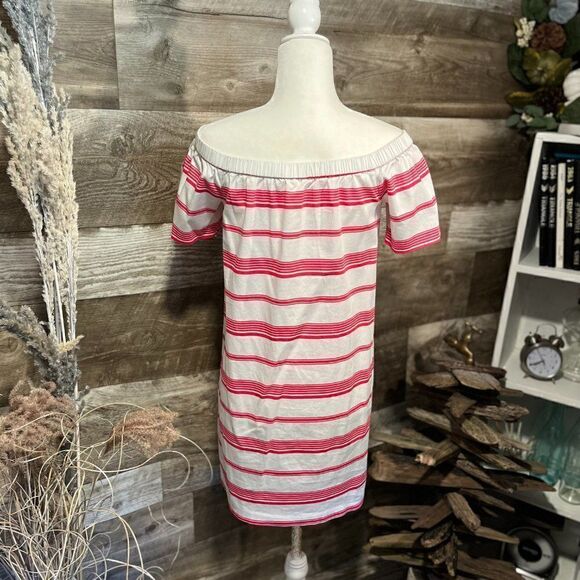 Maison Jules hot pink and white striped sheath off-shoulder dress - M - Picture 4 of 8